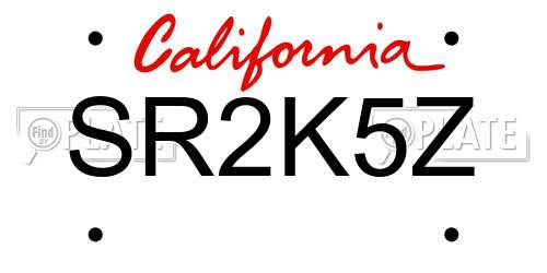 SR2K5Z California License Plate