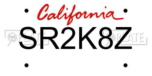 SR2K8Z California License Plate