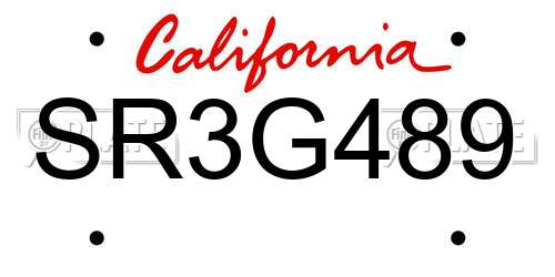 SR3G489 California License Plate
