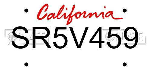 SR5V459 California License Plate