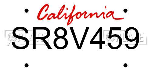 SR8V459 California License Plate