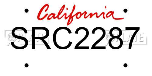 SRC2287 California License Plate