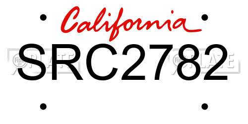 SRC2782 California License Plate