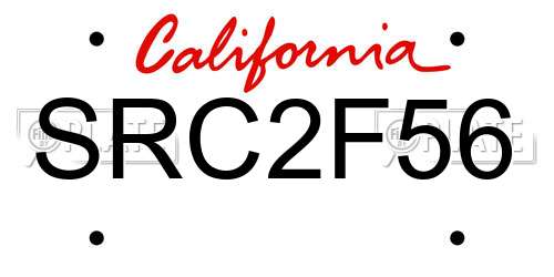 SRC2F56 California License Plate