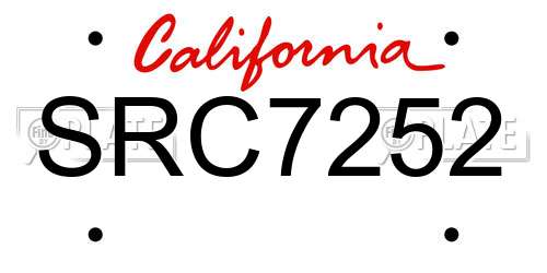 SRC7252 California License Plate