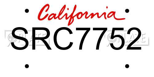 SRC7752 California License Plate