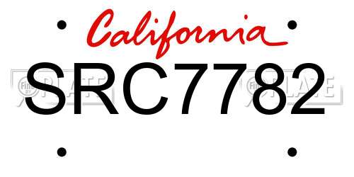 SRC7782 California License Plate