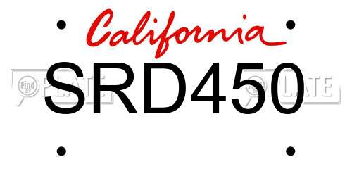 SRD450 California License Plate