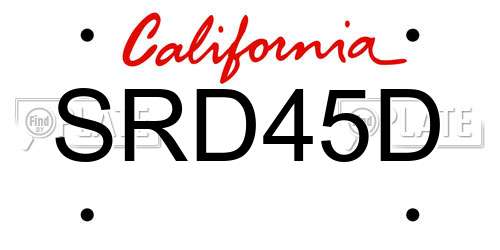 SRD45D California License Plate