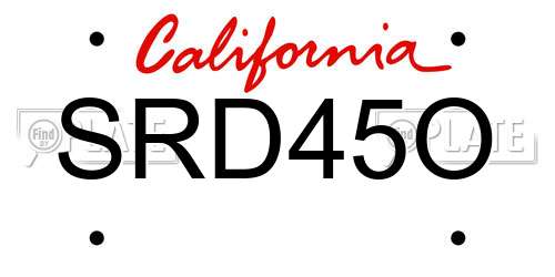 SRD45O California License Plate