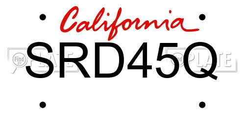 SRD45Q California License Plate