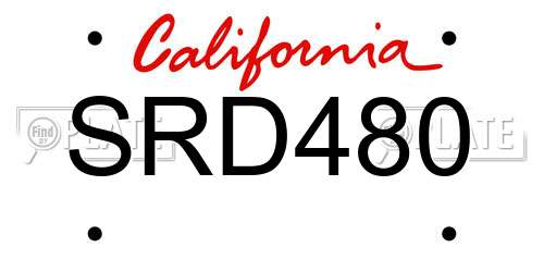 SRD480 California License Plate