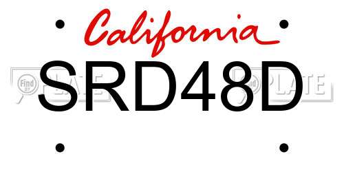 SRD48D California License Plate