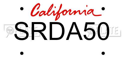 SRDA50 California License Plate