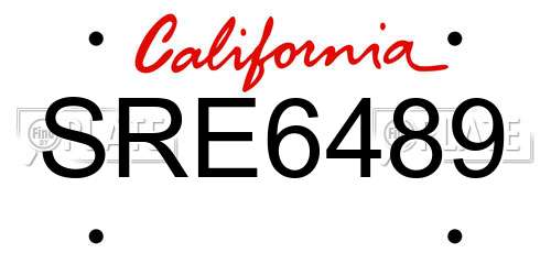SRE6489 California License Plate