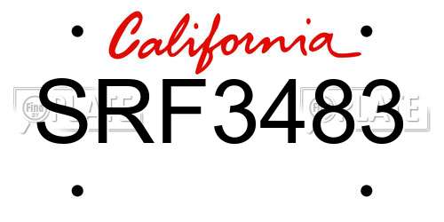 SRF3483 California License Plate