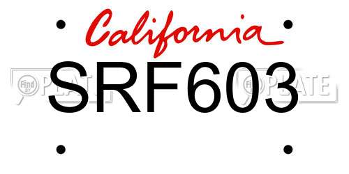 SRF603 California License Plate