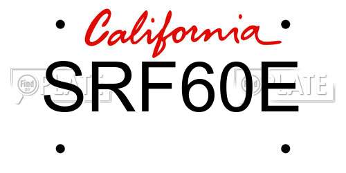 SRF60E California License Plate