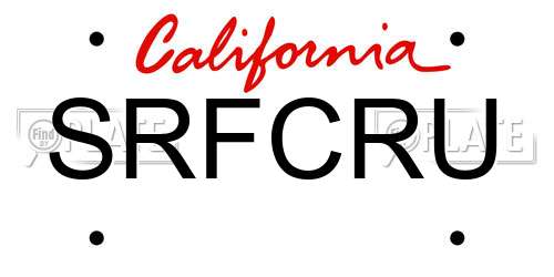 SRFCRU California License Plate