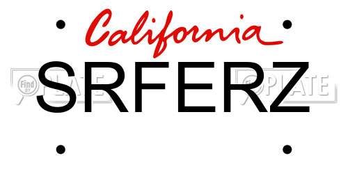 SRFERZ California License Plate