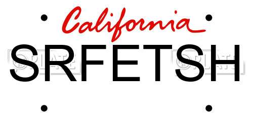 SRFETSH California License Plate