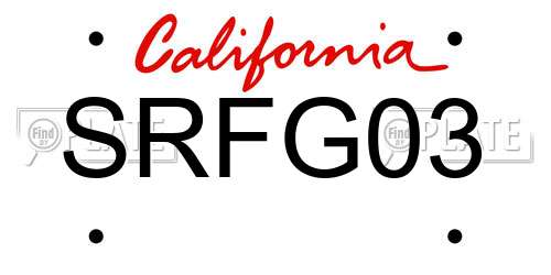 SRFG03 California License Plate