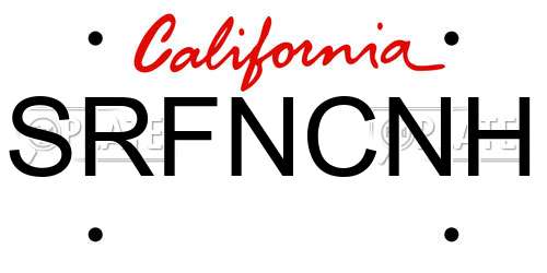 SRFNCNH California License Plate