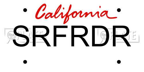 SRFRDR California License Plate