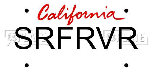 SRFRVR California License Plate