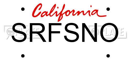 SRFSNO California License Plate