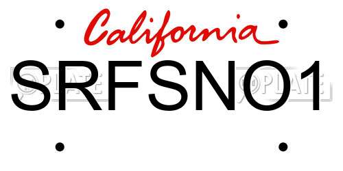 SRFSNO1 California License Plate