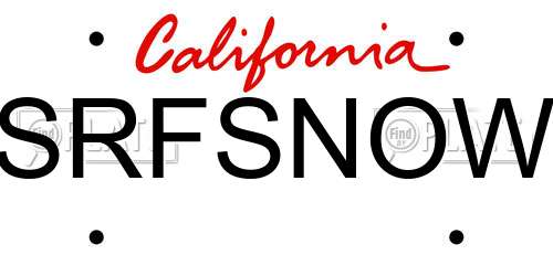 SRFSNOW California License Plate