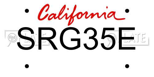 SRG35E California License Plate