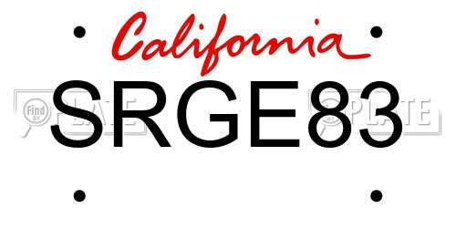 SRGE83 California License Plate