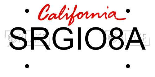 SRGIO8A California License Plate
