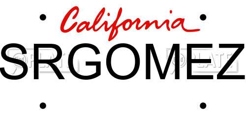 SRGOMEZ California License Plate