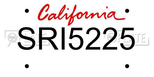 SRI5225 California License Plate