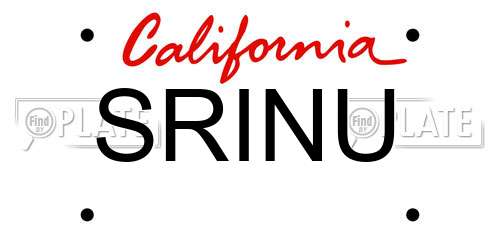 SRINU California License Plate
