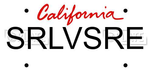 SRLVSRE California License Plate