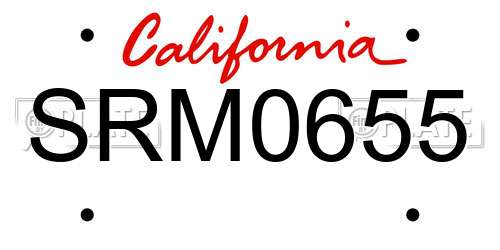 SRM0655 California License Plate