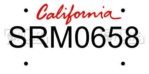 SRM0658 California License Plate