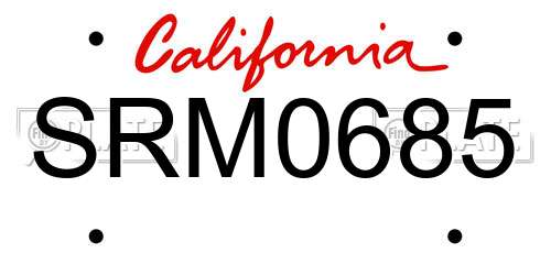 SRM0685 California License Plate