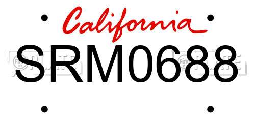 SRM0688 California License Plate