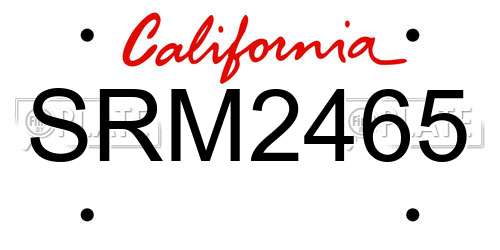 SRM2465 California License Plate
