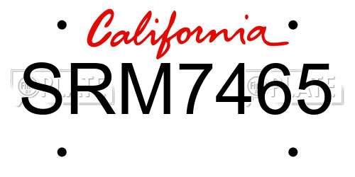 SRM7465 California License Plate