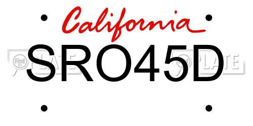 SRO45D California License Plate