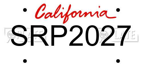SRP2027 California License Plate