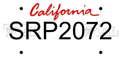 SRP2072 California License Plate