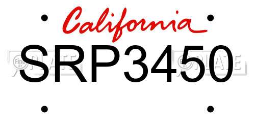 SRP3450 California License Plate