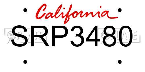 SRP3480 California License Plate
